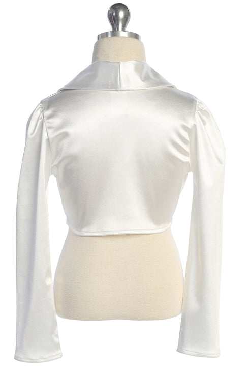 Elegant Girls Satin Stretch Bolero – Classic Black & White 2-14